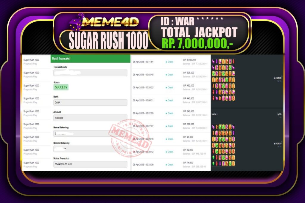 Bukti Jp MEME4D Slot Online 06 April 2026